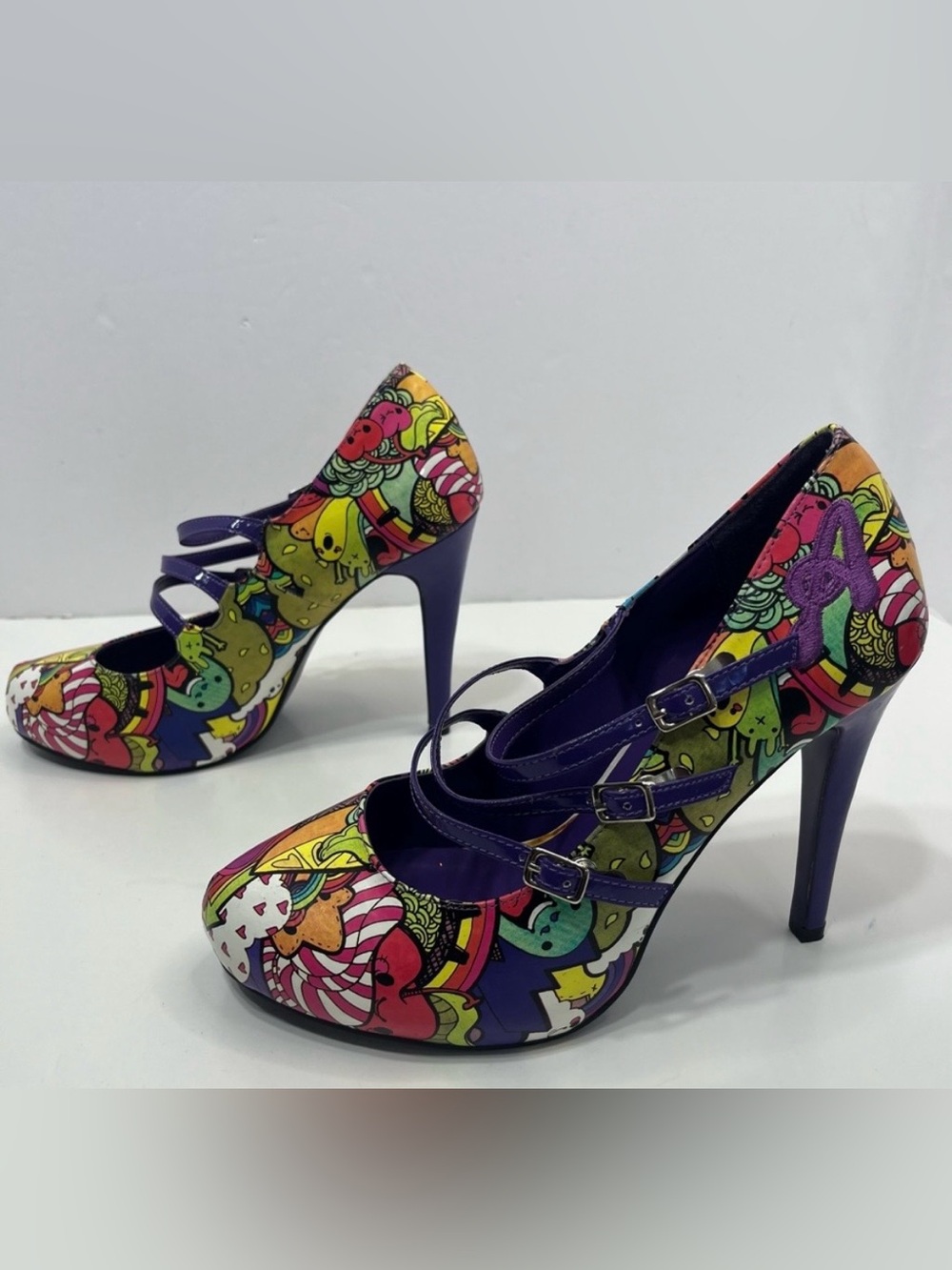 ACRYLICANA NWOT cartoon monster purple pumps heels shoes womens size 9